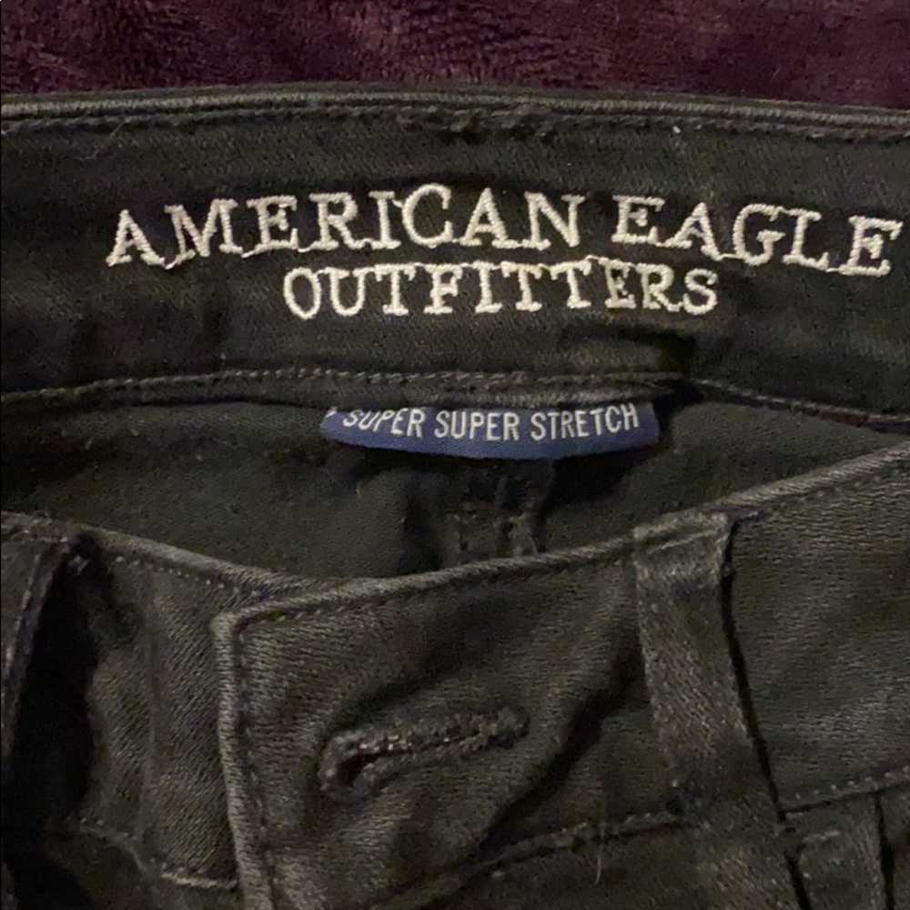 American Eagle Black Cropped Distressed Jeans